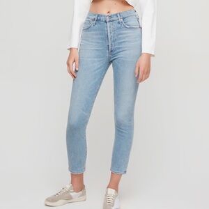 Citizens of Humanity Olivia Crop high rise slim jeans in light blue in size 28.